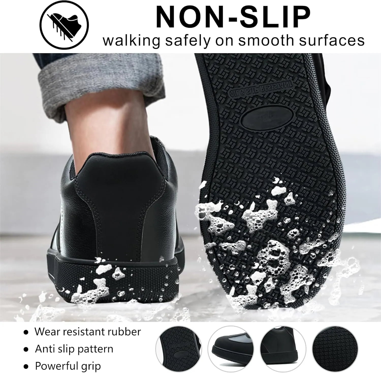 Non Slip Waterproof Work Shoes for Men WomenSlip-On Lightweight Casual Walking Loafers