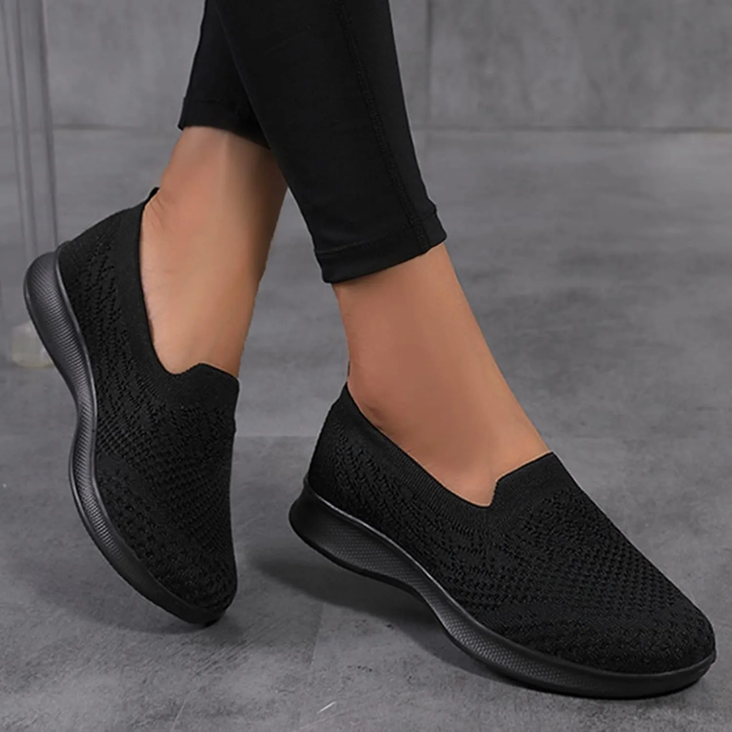 Orthopedic Shoes for Women Slip On Comfort Knit Walking Shoes Lightweight Breathable Running Tennis Athletic Gym Workout Non Slip Athletic Fashion Sneakers Casual