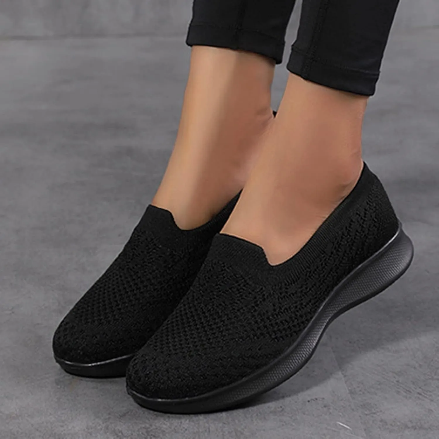 Orthopedic Shoes for Women Slip On Comfort Knit Walking Shoes Lightweight Breathable Running Tennis Athletic Gym Workout Non Slip Athletic Fashion Sneakers Casual
