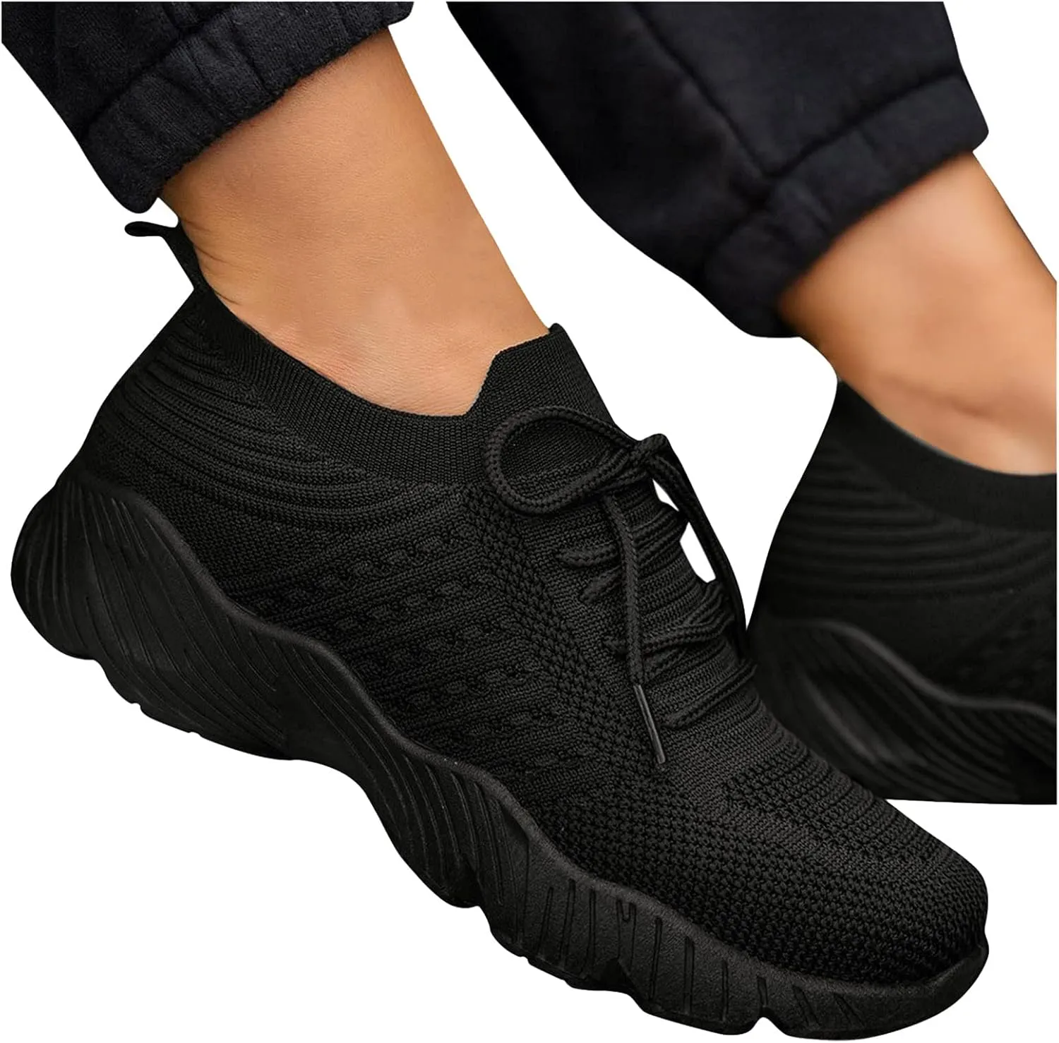 Orthopedic Shoes for Women Slip On Comfort Knit Walking Shoes Lightweight Breathable Running Tennis Athletic Gym Workout Non Slip Athletic Fashion Sneakers Casual