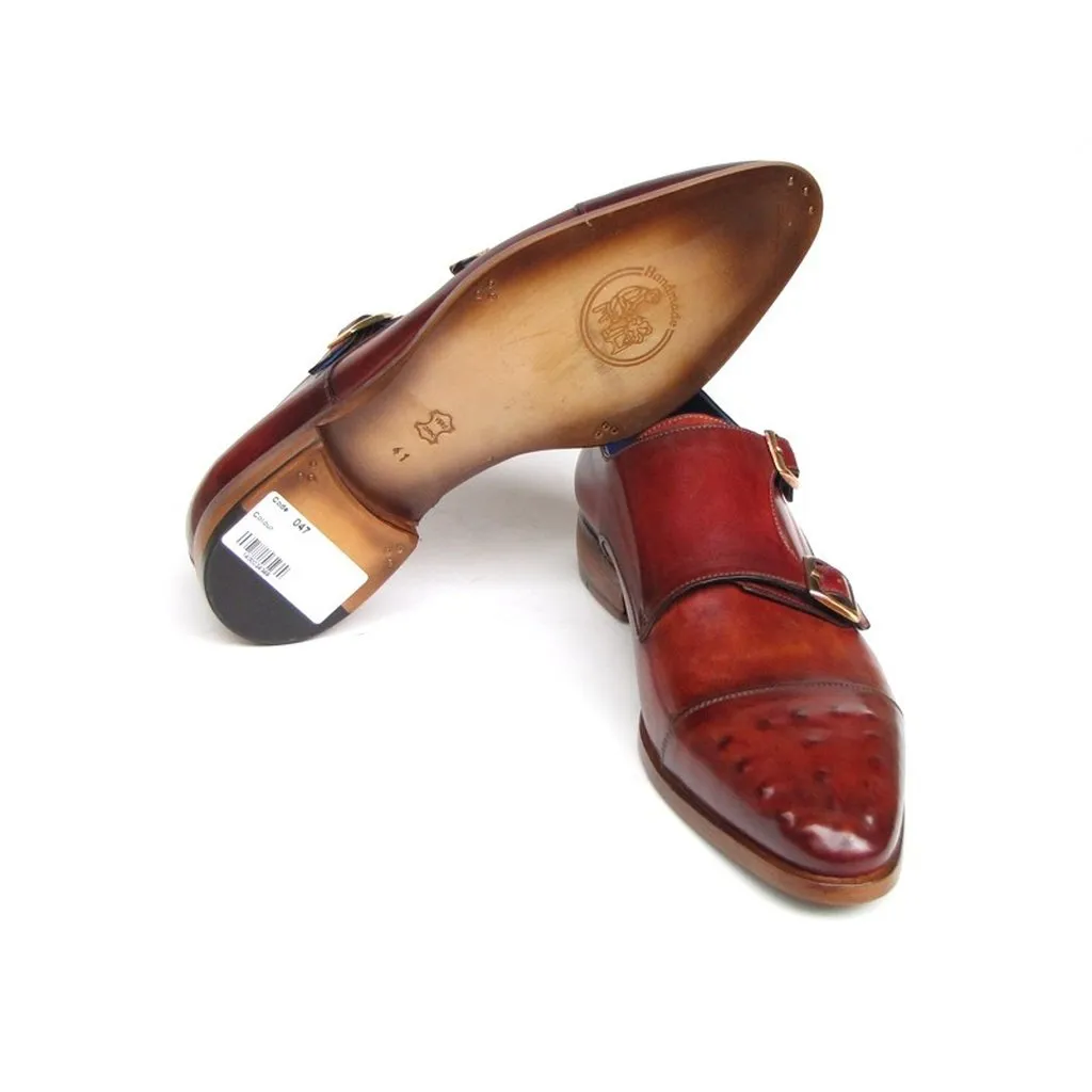Paul Parkman Men's Double Monkstrap Burgundy Leather (ID#047-BUR)