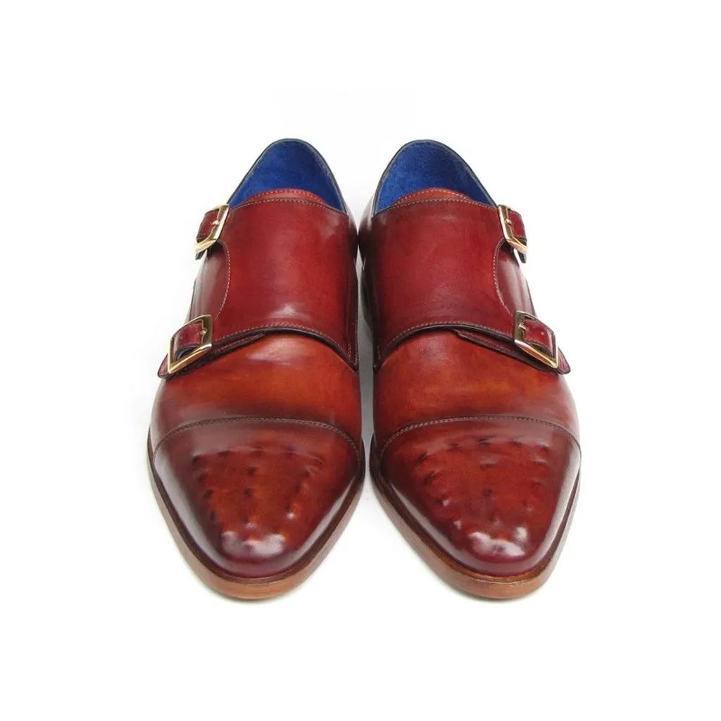 Paul Parkman Men's Double Monkstrap Burgundy Leather (ID#047-BUR)
