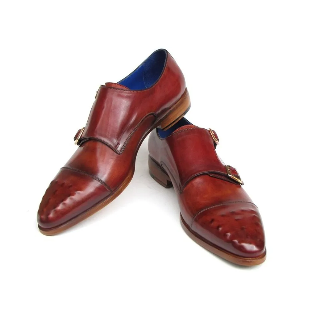 Paul Parkman Men's Double Monkstrap Burgundy Leather (ID#047-BUR)