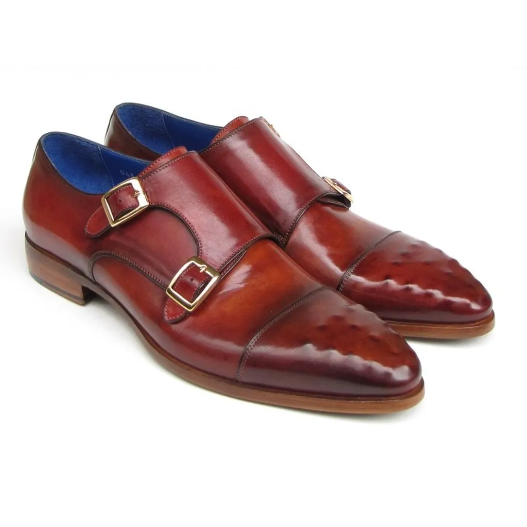 Paul Parkman Men's Double Monkstrap Burgundy Leather (ID#047-BUR)