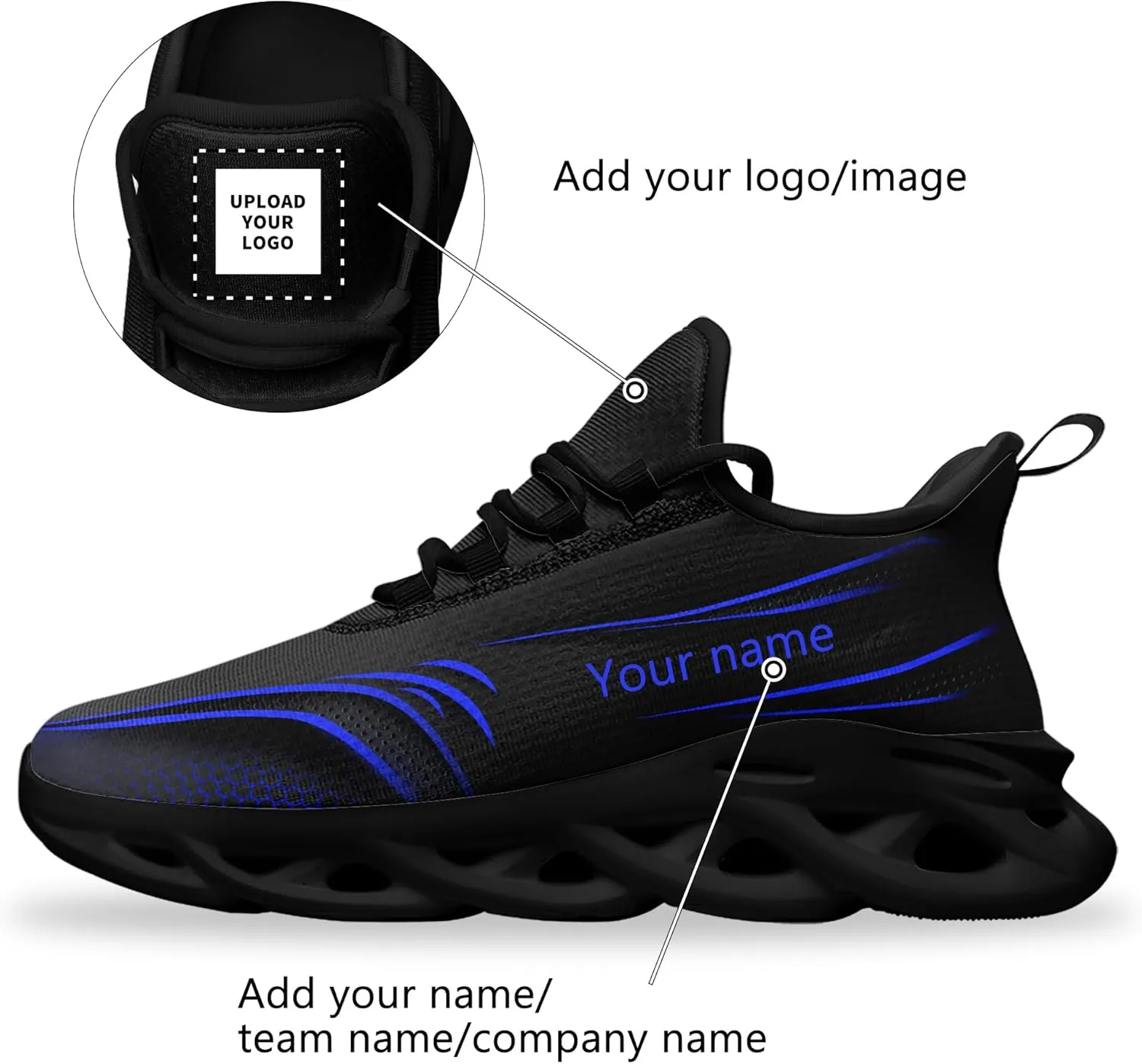Personalized Running Shoes for Men, Women's Customizable Non-Slip Gym Sneakers Workouts Walking Tennis Daily Use