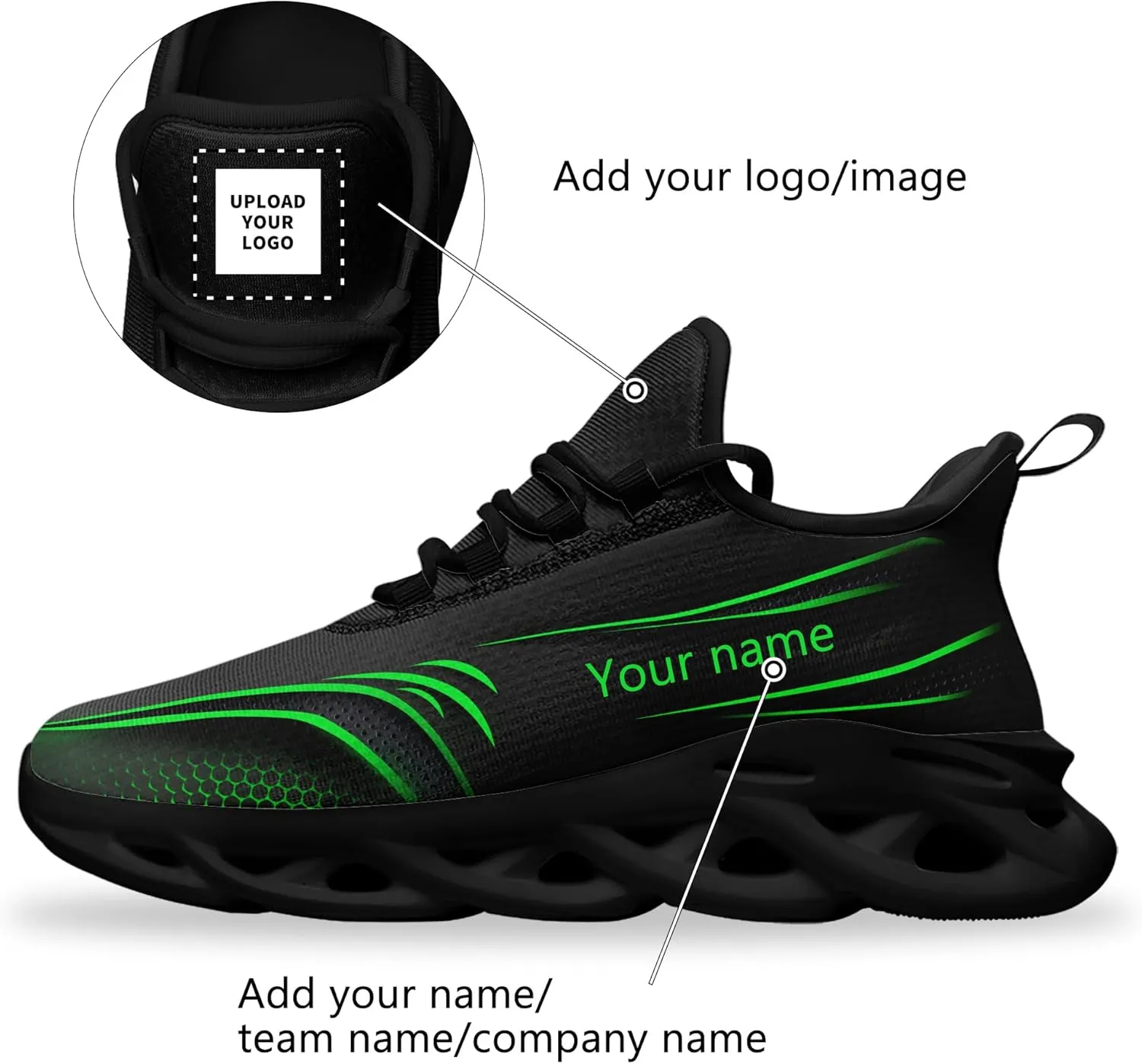 Personalized Running Shoes for Men, Women's Customizable Non-Slip Gym Sneakers Workouts Walking Tennis Daily Use