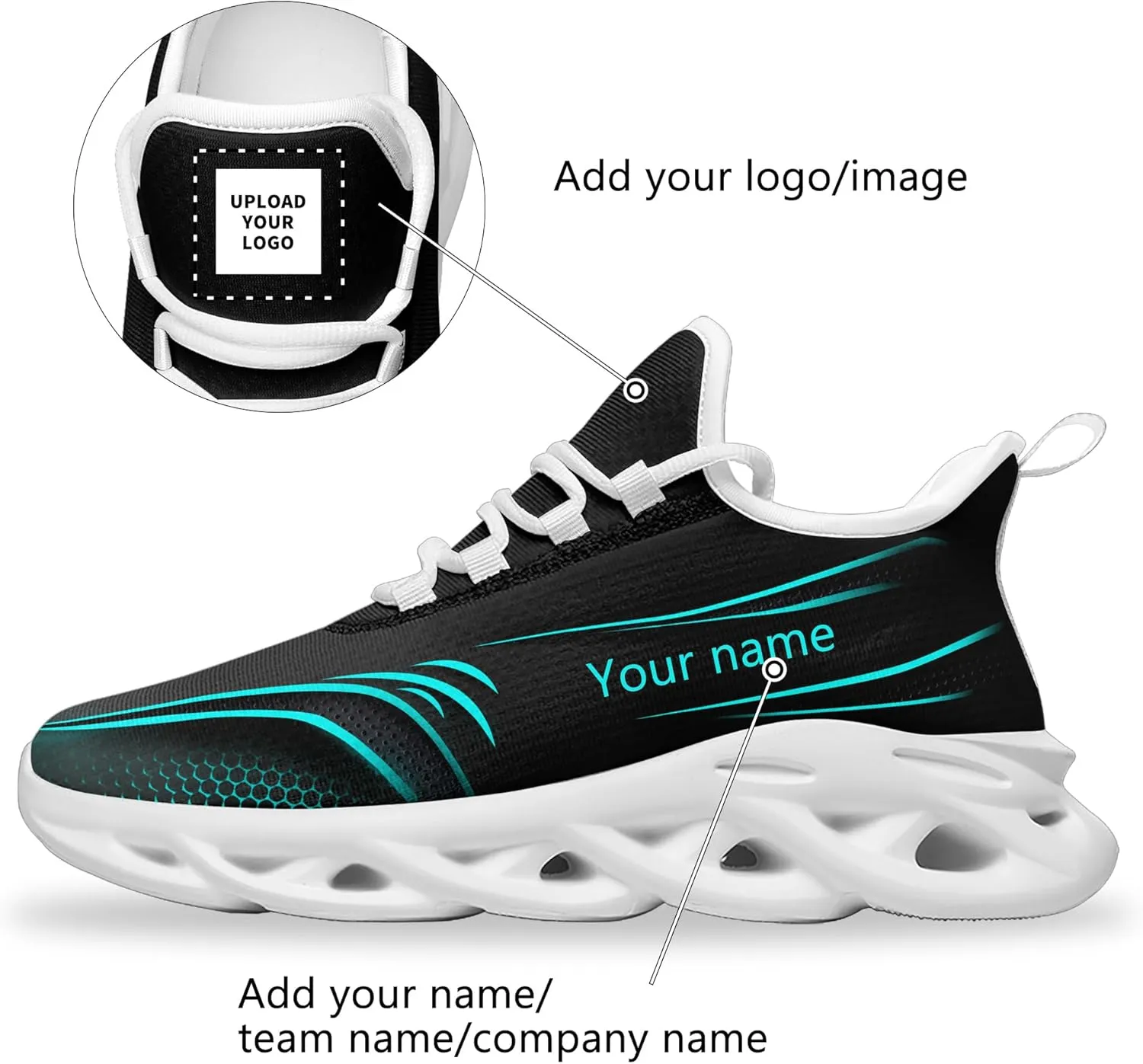 Personalized Running Shoes for Men, Women's Customizable Non-Slip Gym Sneakers Workouts Walking Tennis Daily Use