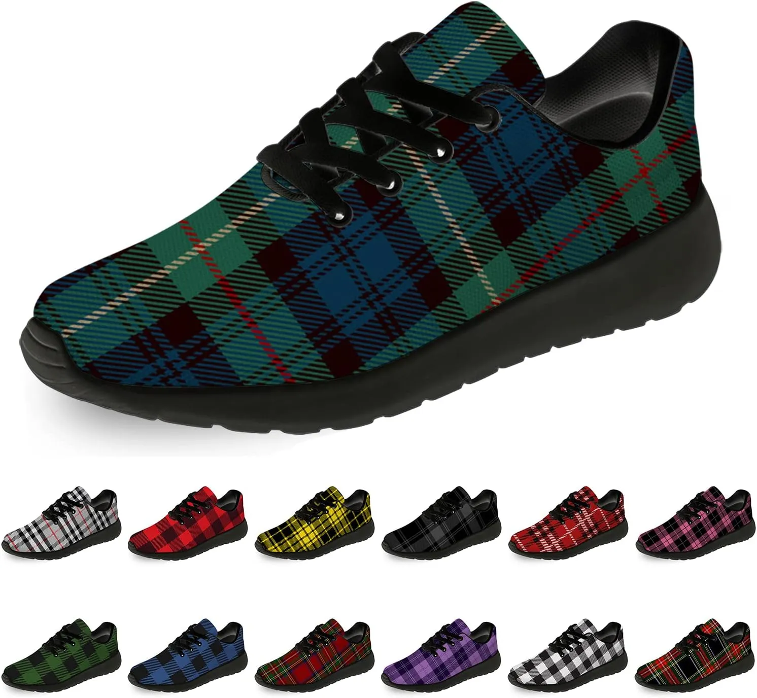 Plaid Shoes for Women Men Running Shoes Lightweight Walking Tennis Sneakers Jogging Shoes Gifts