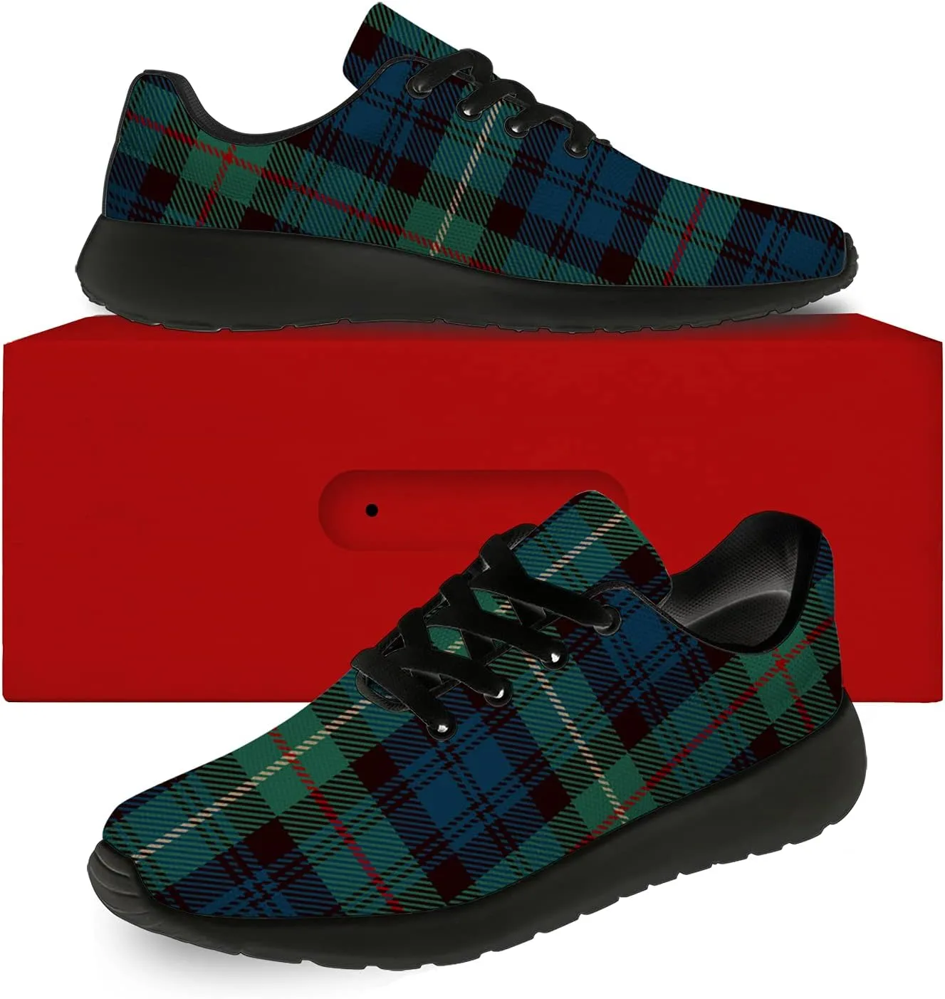Plaid Shoes for Women Men Running Shoes Lightweight Walking Tennis Sneakers Jogging Shoes Gifts
