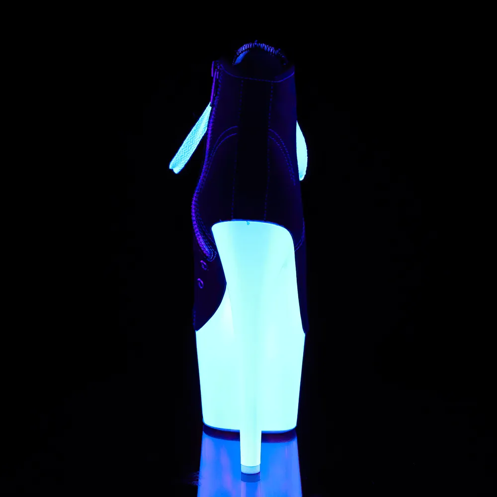 PLEASER High-Top Boots Heels with UV Reactive Platform