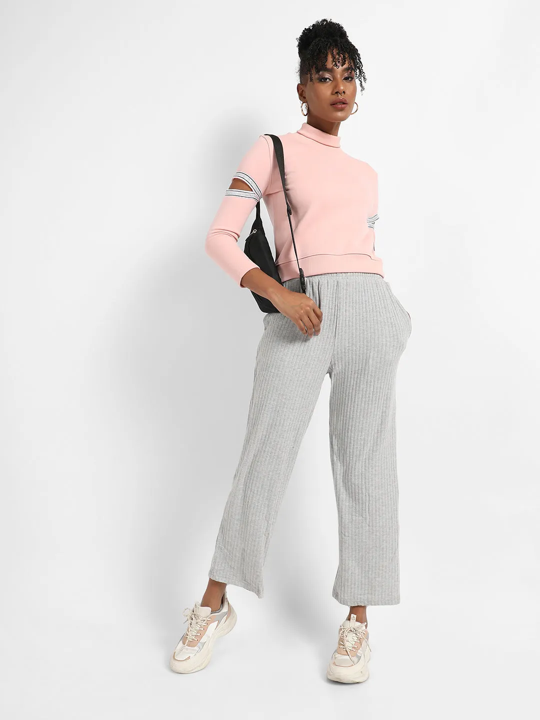 Pullover Sweatshirt With Cut-Out Sleeves