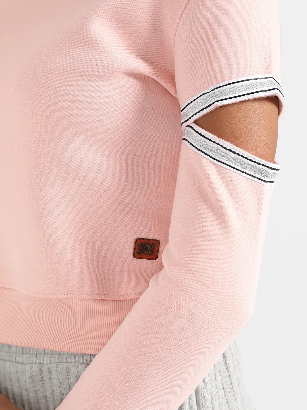 Pullover Sweatshirt With Cut-Out Sleeves