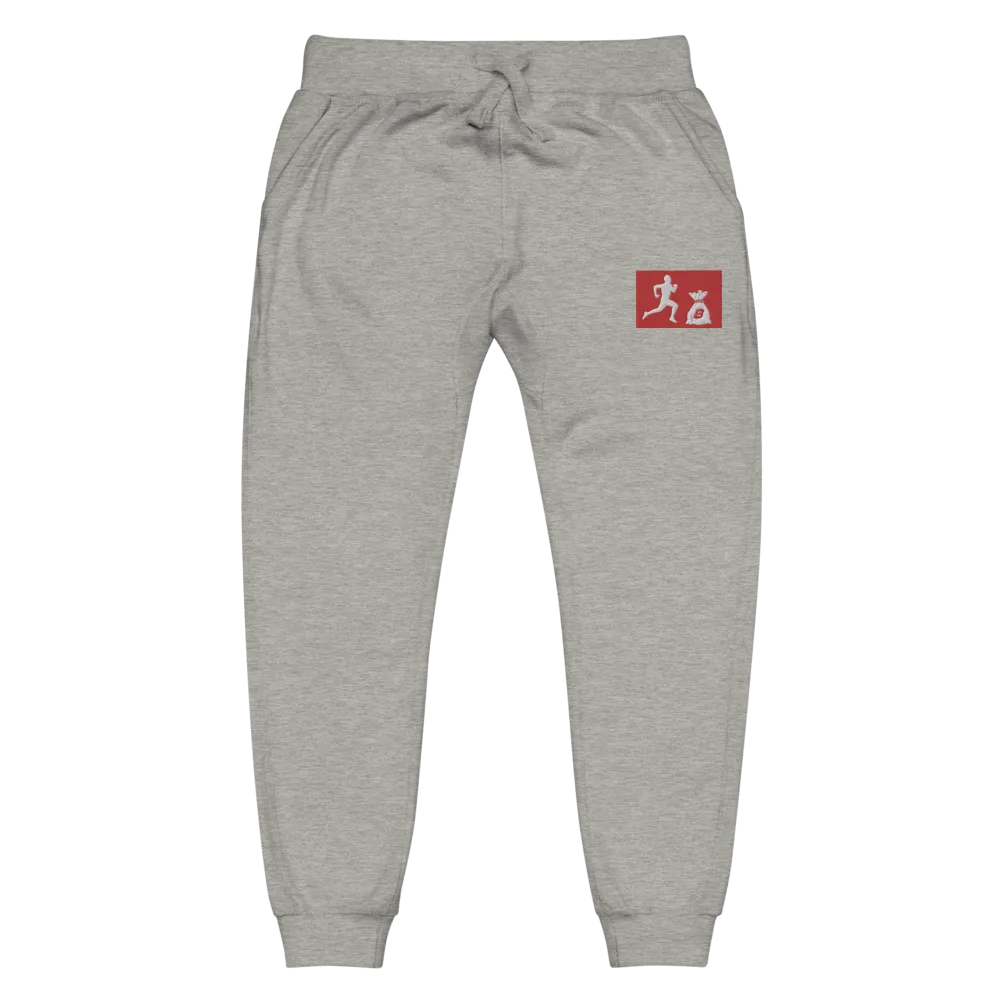 "Run it up Stamp" Grey (Black logo) Embroidered fleece sweatpants