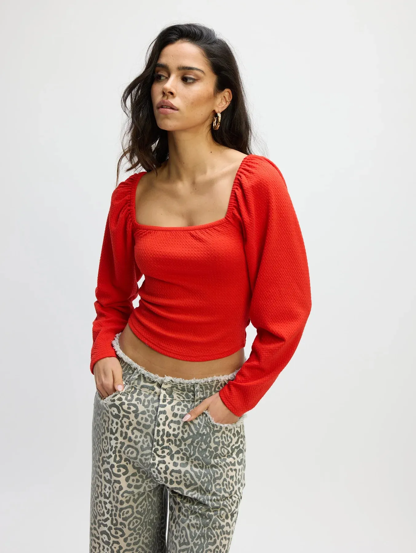 Refined Department shoulder top Cherry red