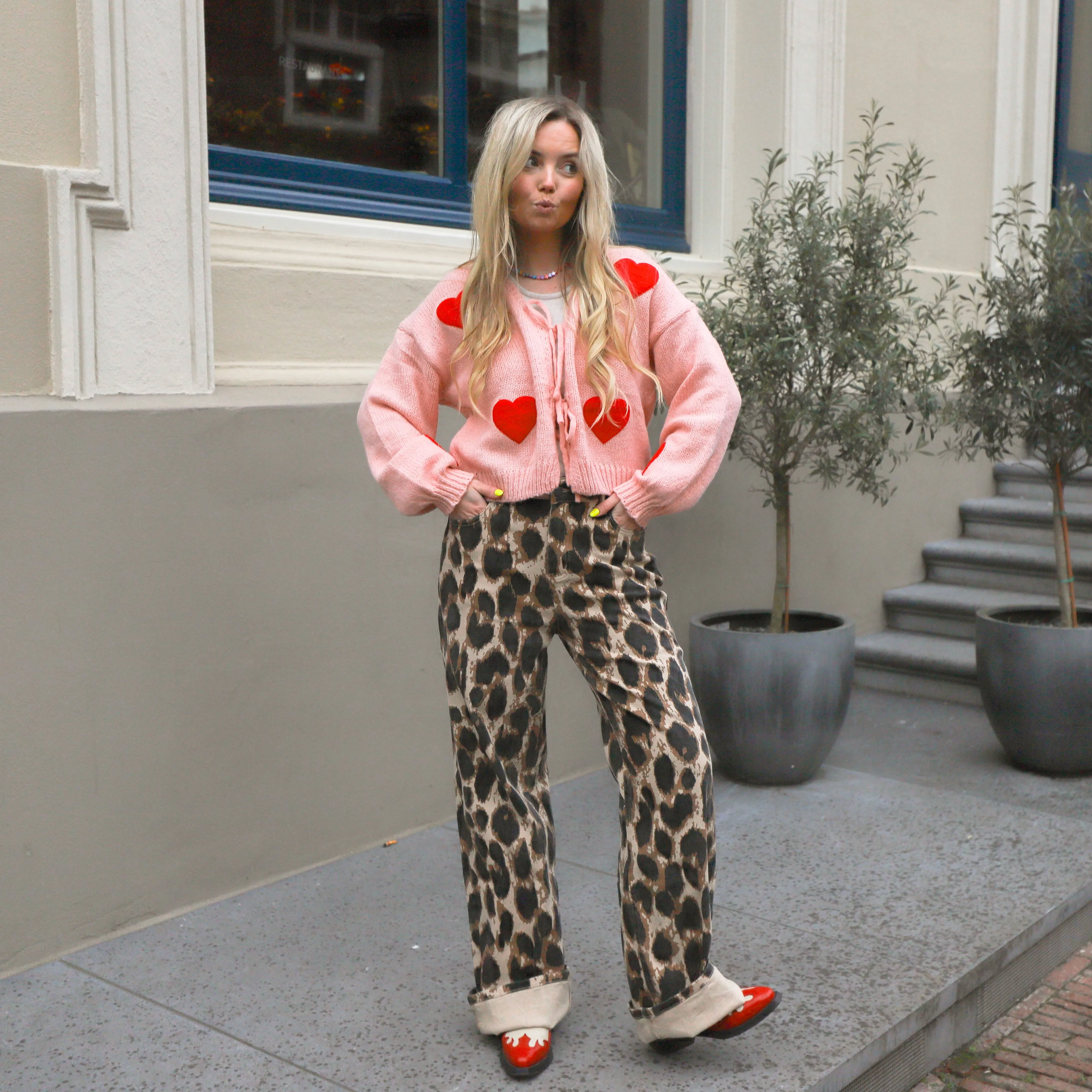 Refined Department wide leg jeans Sunny leopard