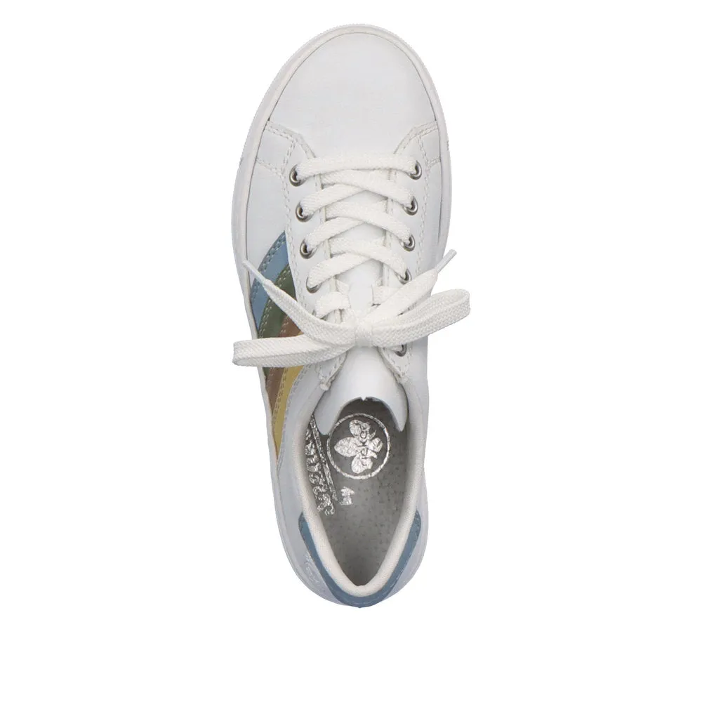 Rieker L8802-80 Enya Ladies White Multi Lace Up Shoes