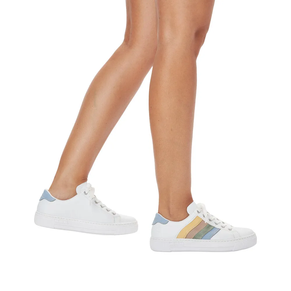 Rieker L8802-80 Enya Ladies White Multi Lace Up Shoes