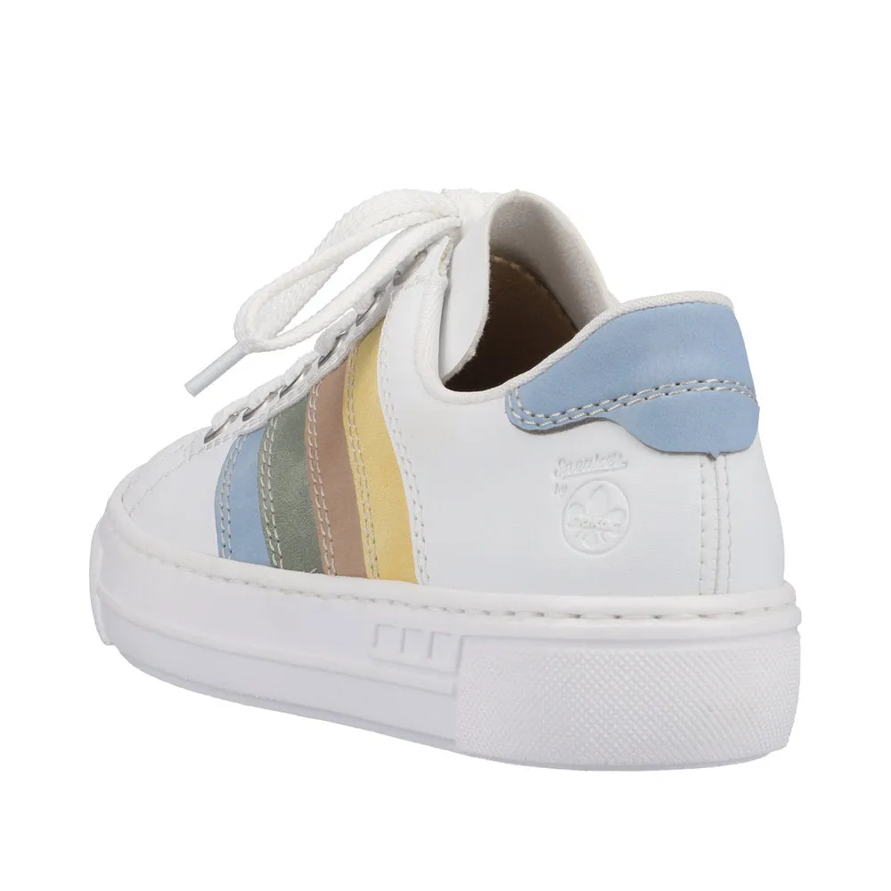 Rieker L8802-80 Enya Ladies White Multi Lace Up Shoes