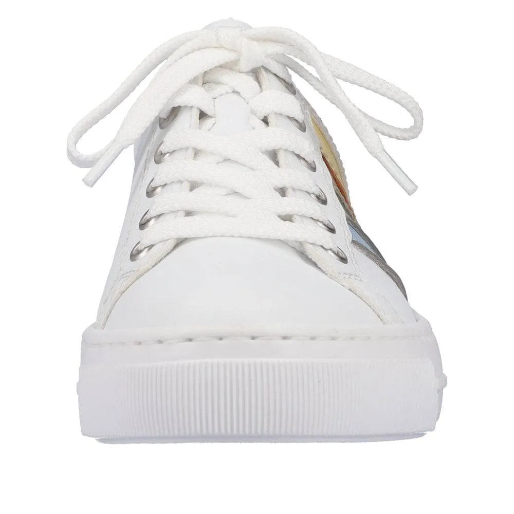 Rieker L8802-80 Enya Ladies White Multi Lace Up Shoes