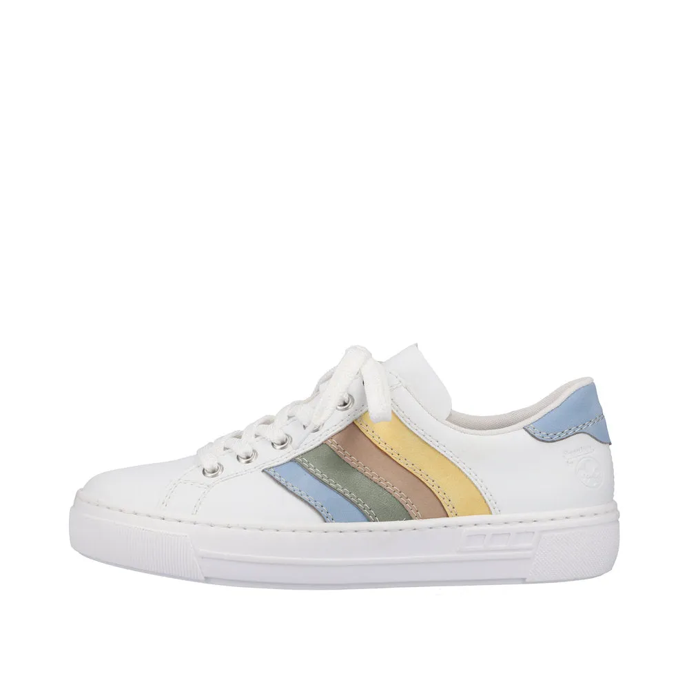 Rieker L8802-80 Enya Ladies White Multi Lace Up Shoes