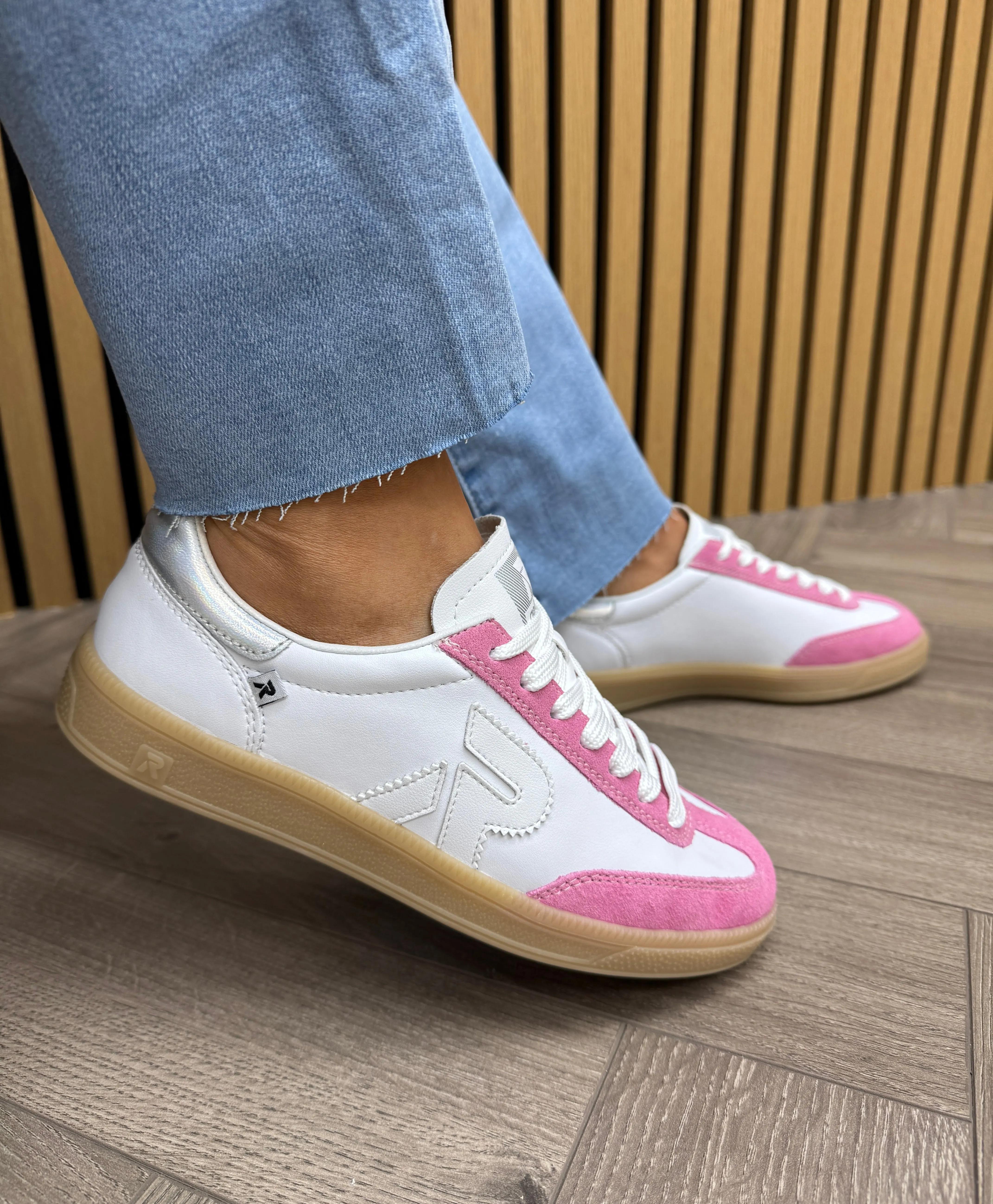 Rieker Lace Up Trainer With Gum Sole W2200-86 - White Combination (R81)