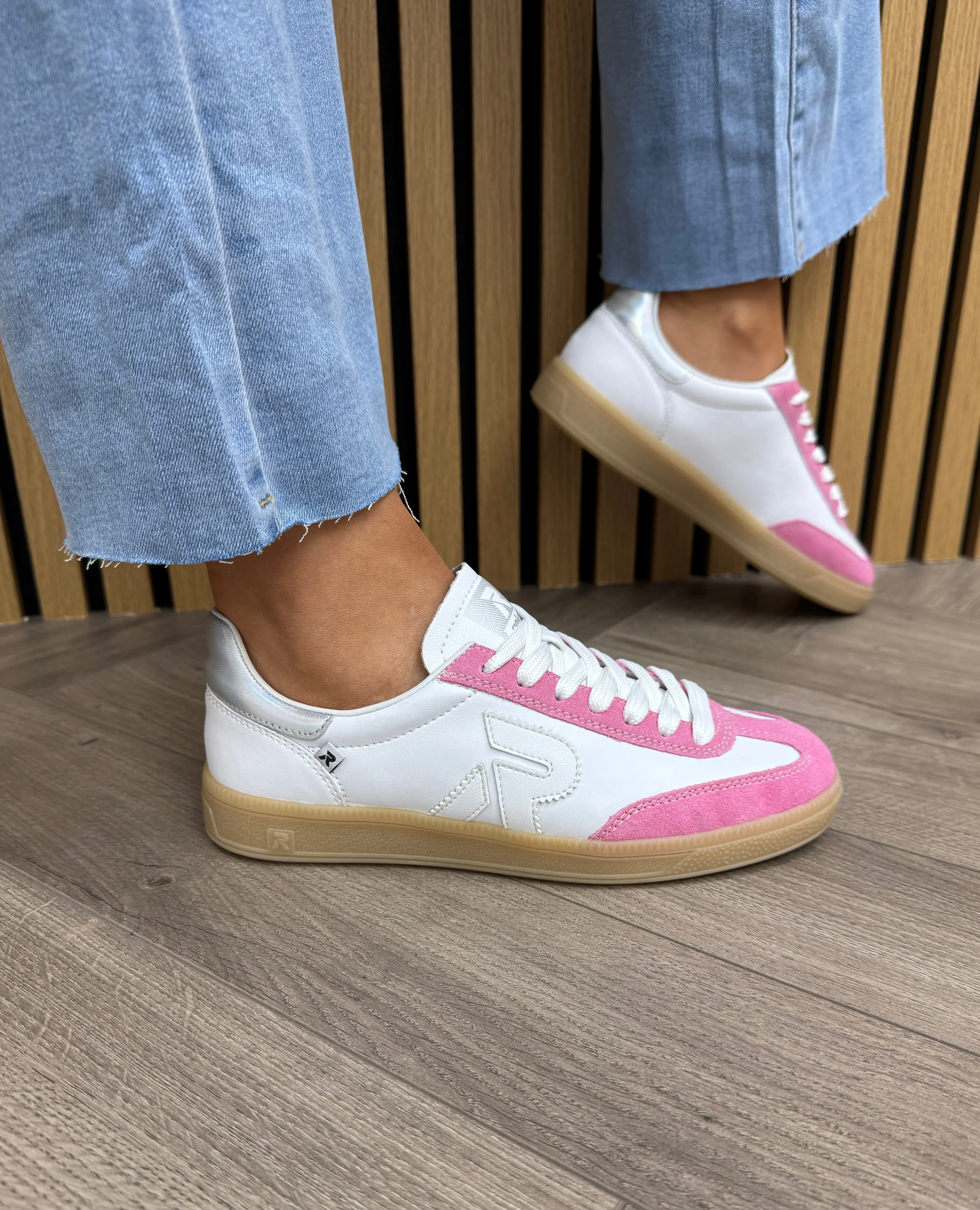 Rieker Lace Up Trainer With Gum Sole W2200-86 - White Combination (R81)