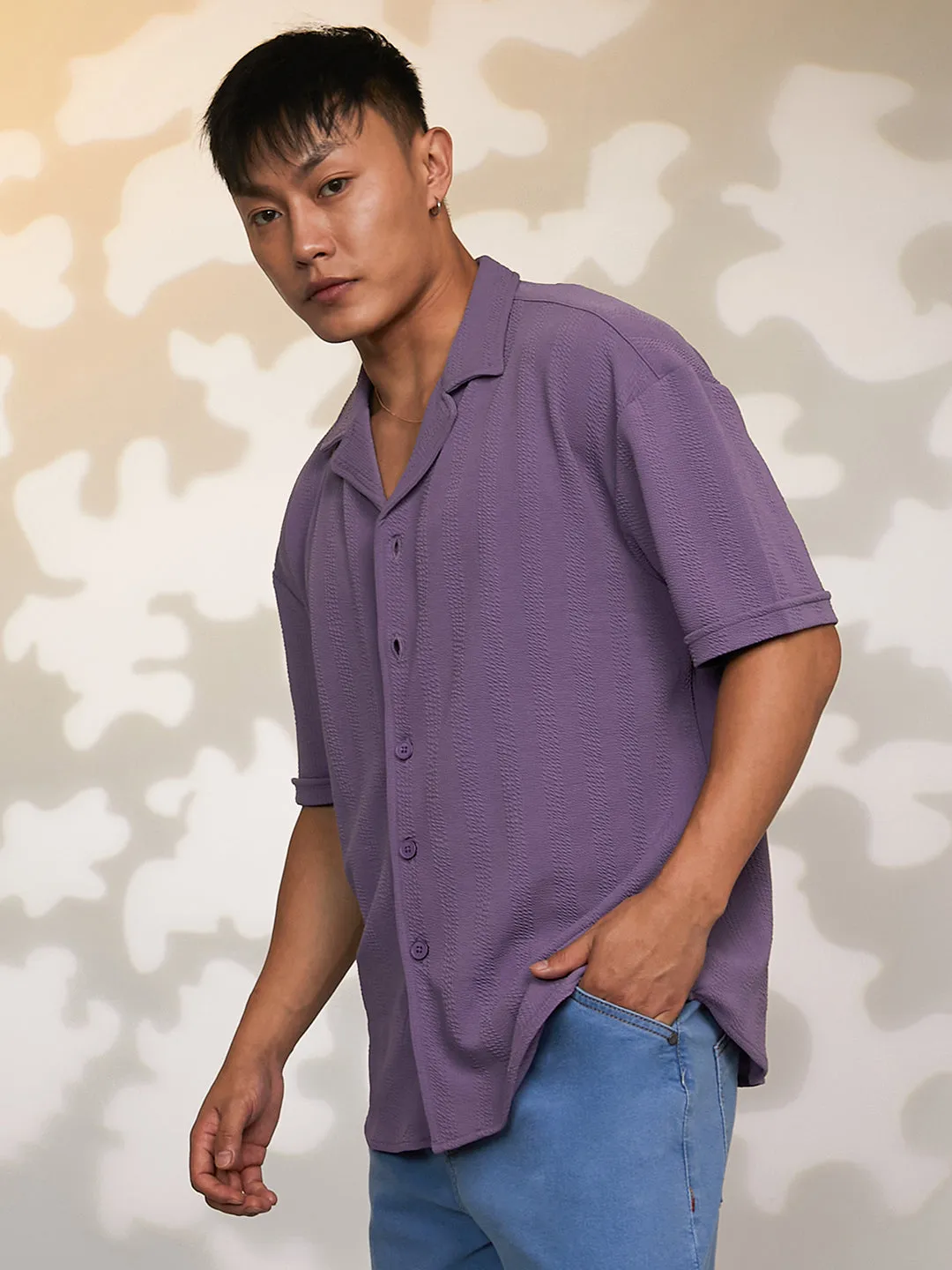 Rope-Textured Oversized Shirt