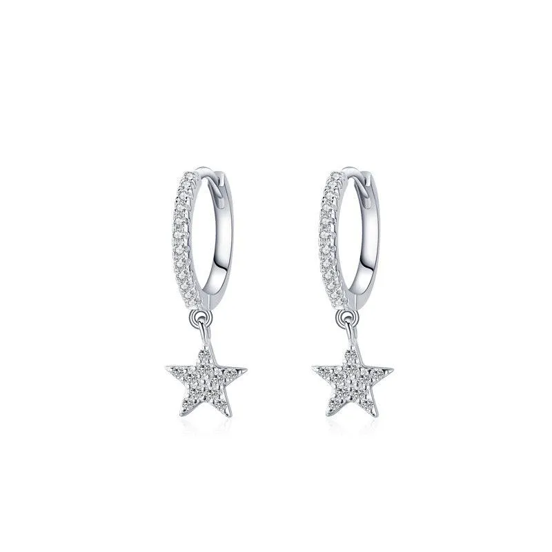 S925 Sterling Silver Heart-shaped Ear Clip Female Refined Rhinestone Love