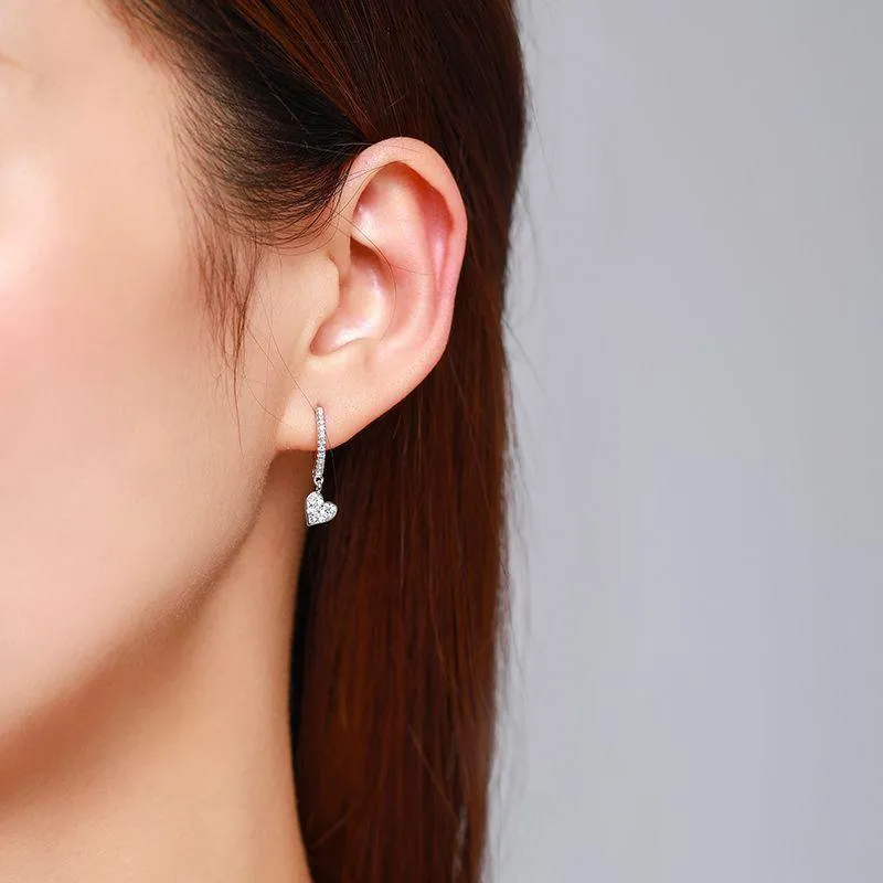 S925 Sterling Silver Heart-shaped Ear Clip Female Refined Rhinestone Love