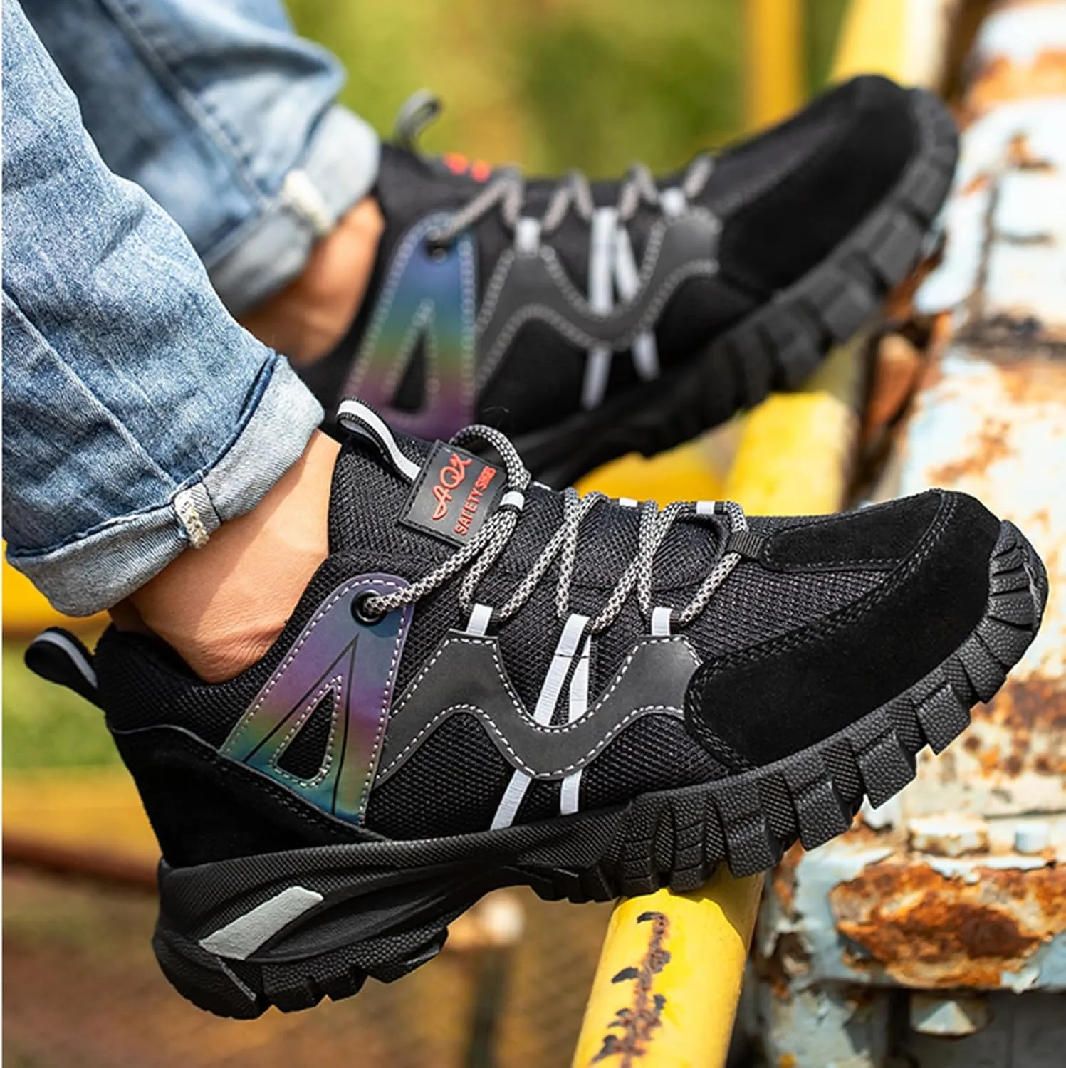 Safety Shoes Steel Toe Cap Shoes for Men Lightweight Work Boots Non Slip Construction Puncture Proof Shoes