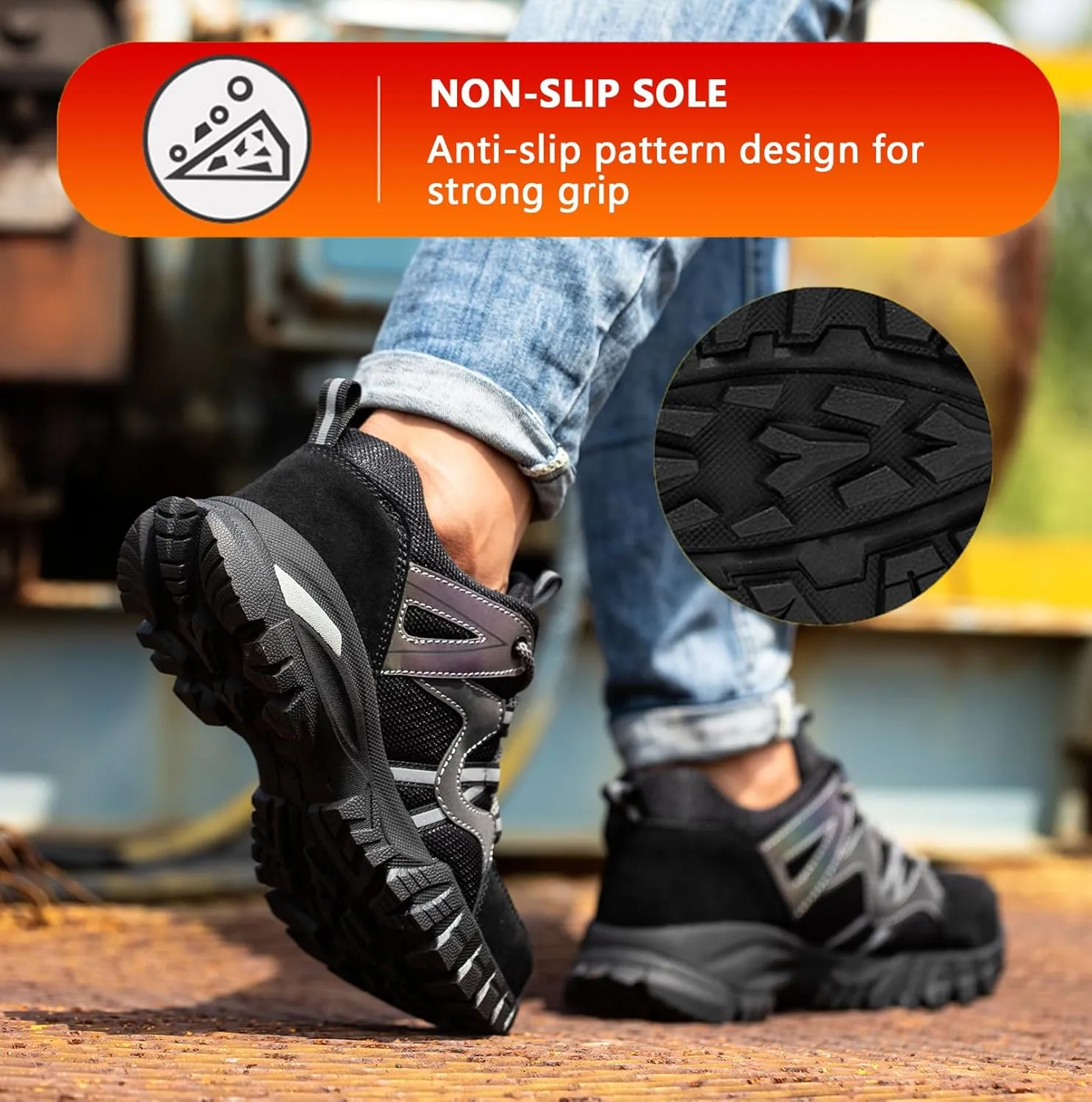 Safety Shoes Steel Toe Cap Shoes for Men Lightweight Work Boots Non Slip Construction Puncture Proof Shoes