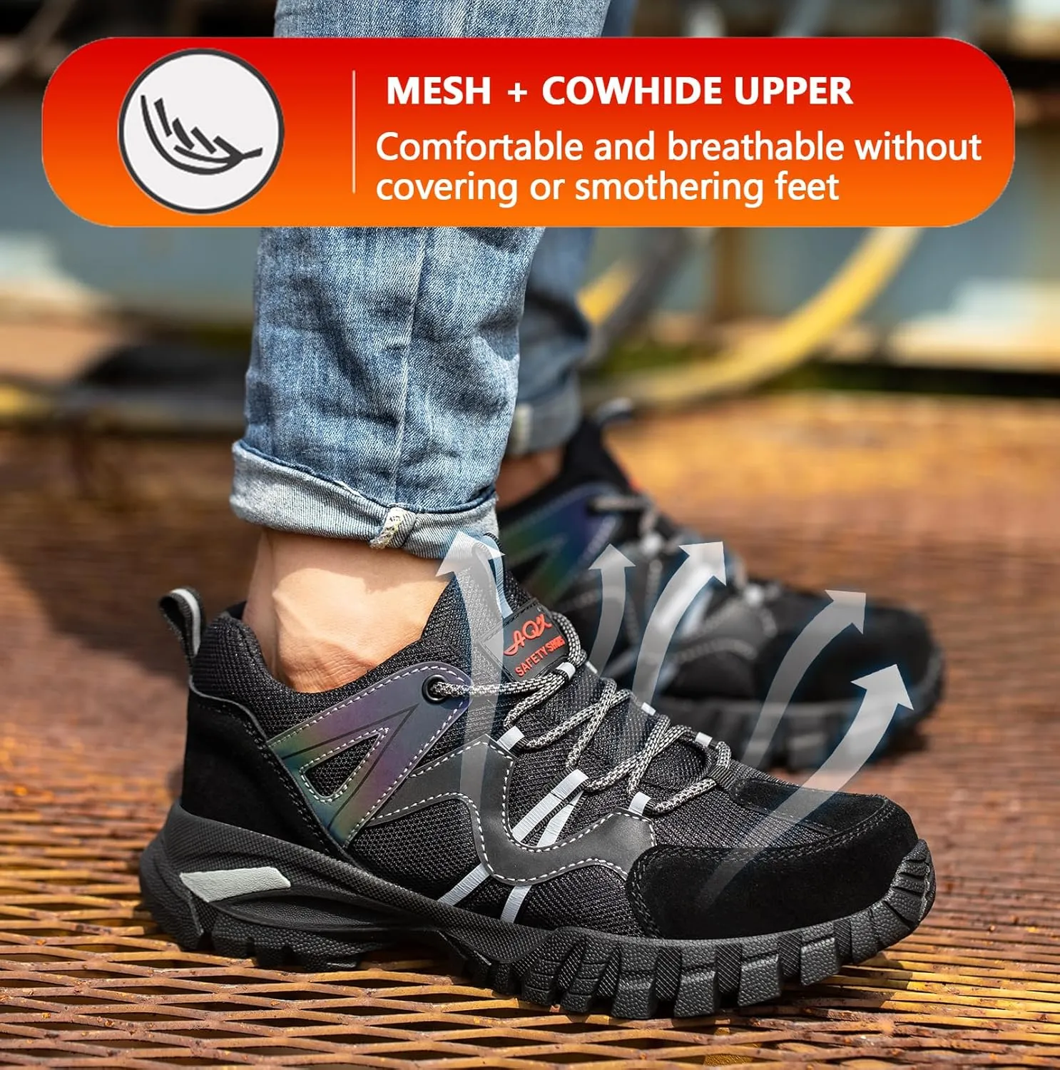 Safety Shoes Steel Toe Cap Shoes for Men Lightweight Work Boots Non Slip Construction Puncture Proof Shoes