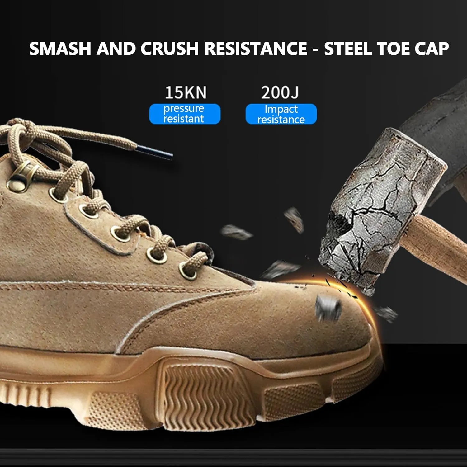 Safety Shoes Steel Toe Cap Shoes for Men Lightweight Work Boots Non-Slip Industrial Construction Shoes