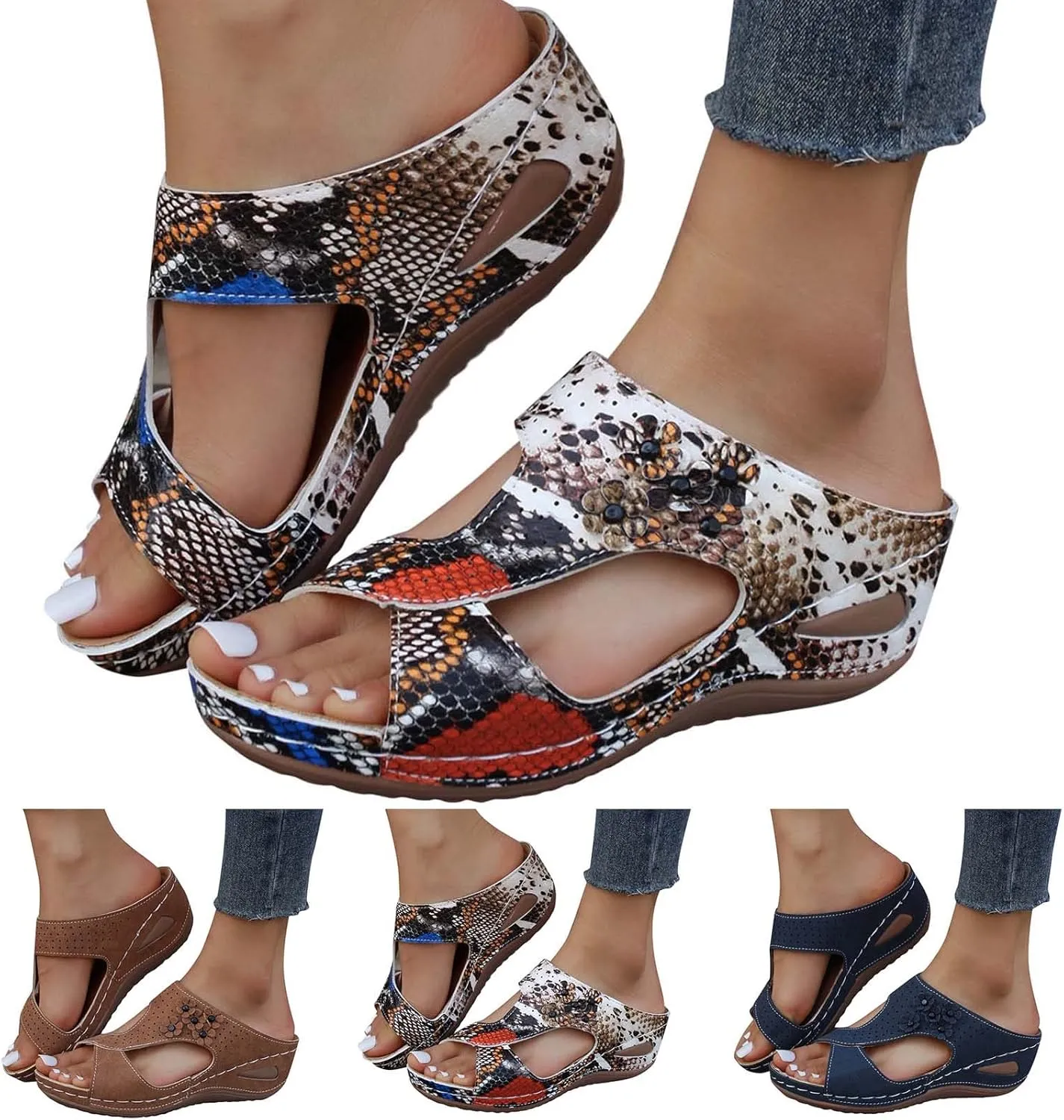SBGMoSJ Open Toe Diabetic Shoes for Women Orthopedic Work Shoes for Women Kitchen White Slip On Summer Shoes for Women Ortho Comfort Shoes Women Orthopedic Flip Flops Women 6.5 Womens Sandals Black