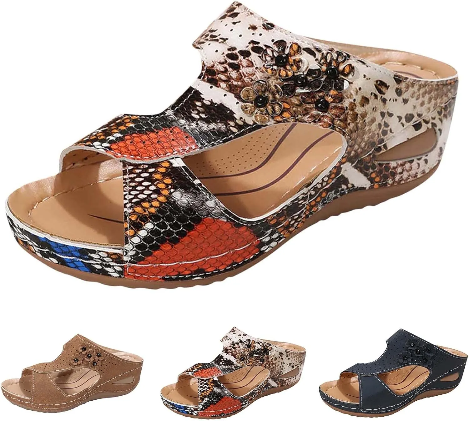 SBGMoSJ Open Toe Diabetic Shoes for Women Orthopedic Work Shoes for Women Kitchen White Slip On Summer Shoes for Women Ortho Comfort Shoes Women Orthopedic Flip Flops Women 6.5 Womens Sandals Black