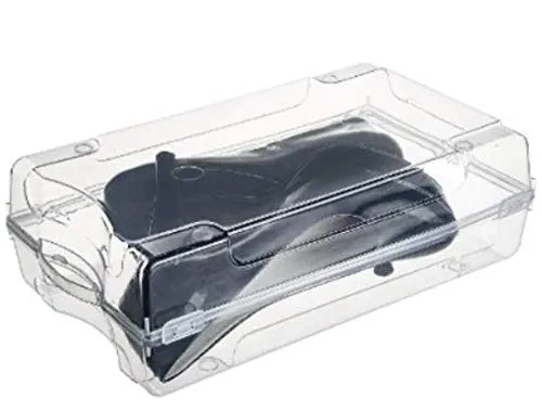 Set of 2 Clear Plastic Stackable Shoe Storage Box Organiser for Ladies
