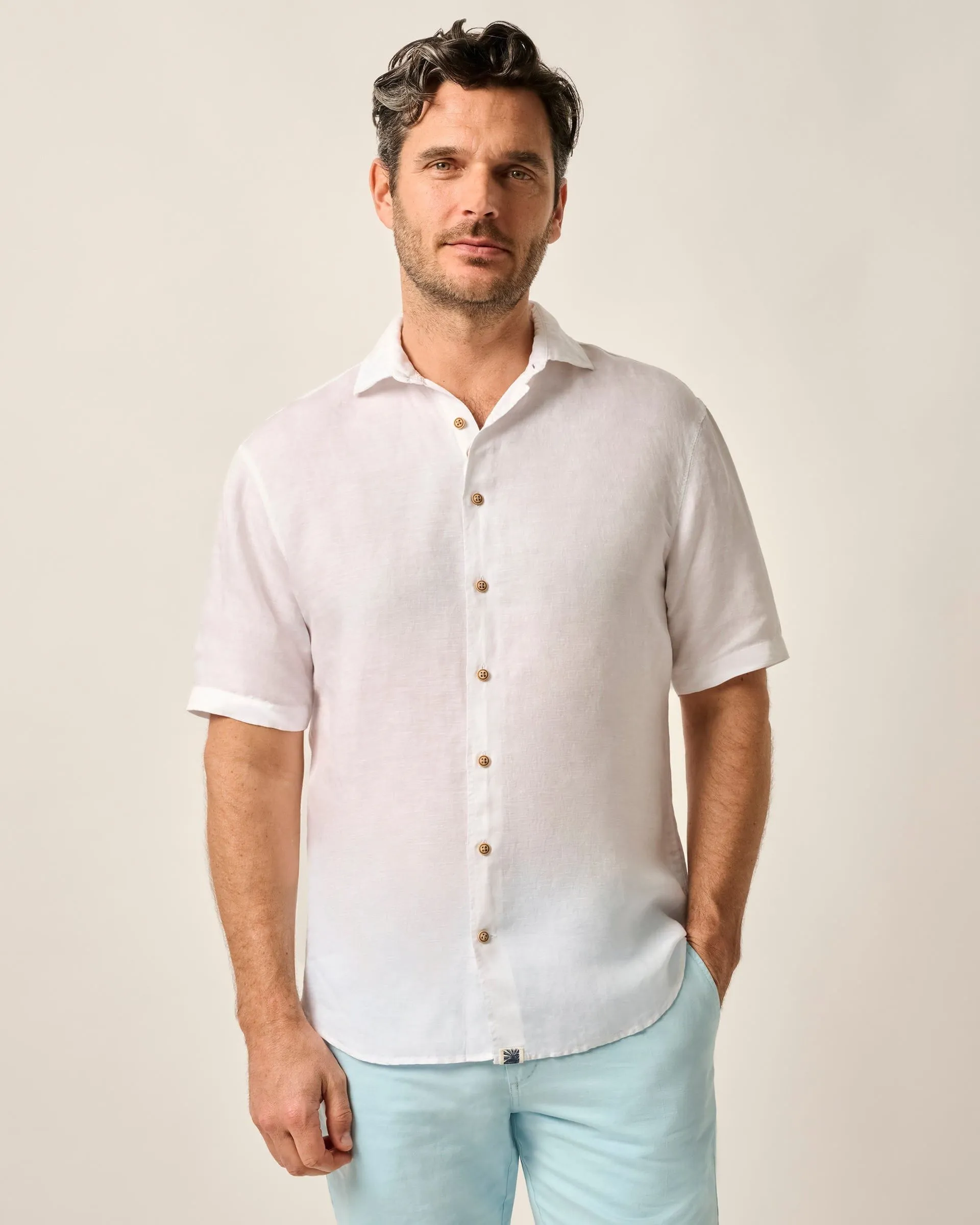 Short Sleeve Hangin' Out Linen Button Down Shirt - Gianni