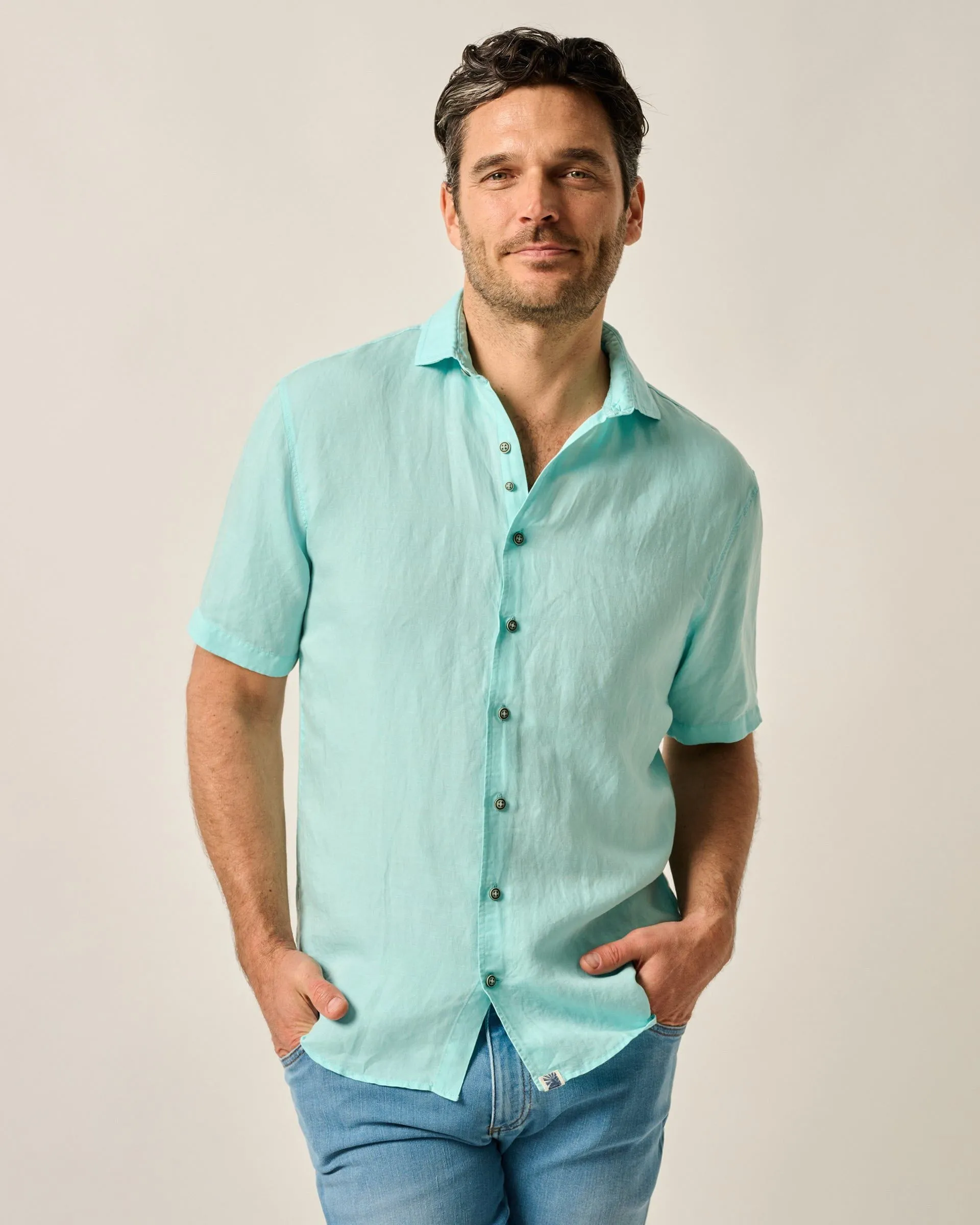 Short Sleeve Hangin' Out Linen Button Down Shirt - Gianni
