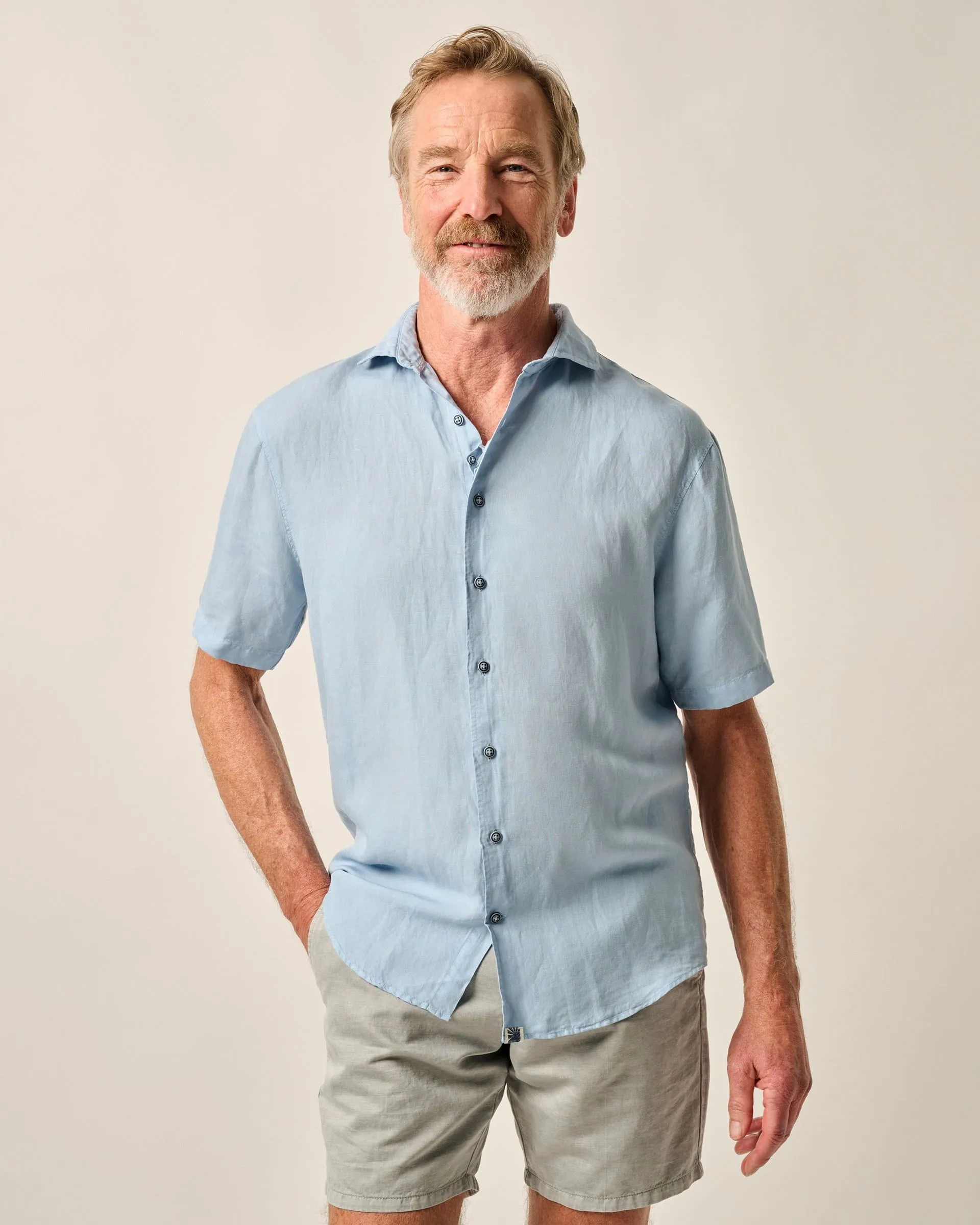 Short Sleeve Hangin' Out Linen Button Down Shirt - Gianni