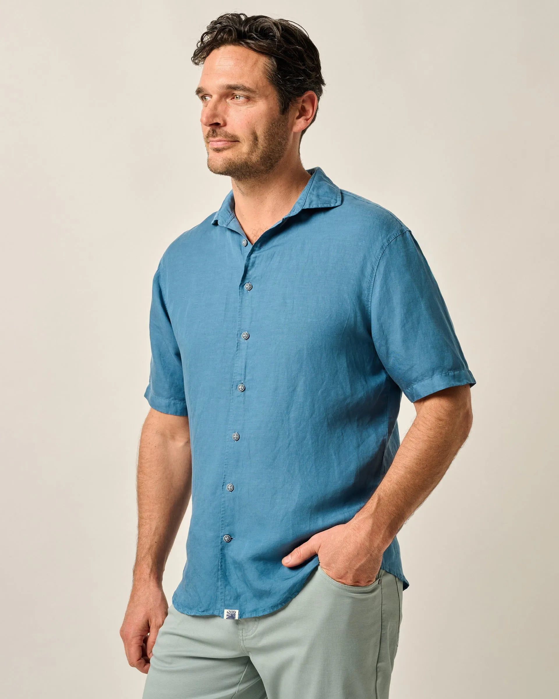 Short Sleeve Hangin' Out Linen Button Down Shirt - Gianni