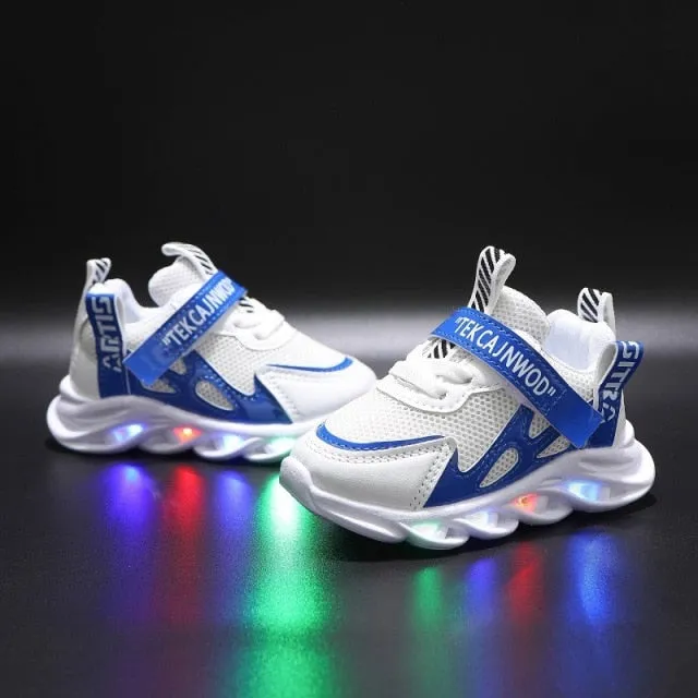 Size 21-30 New LED Children Glowing Shoes Baby Luminous Sneakers Boys Lighting Running Shoes  Kids Breathable Mesh Sneakers
