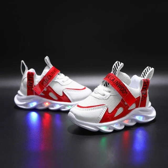 Size 21-30 New LED Children Glowing Shoes Baby Luminous Sneakers Boys Lighting Running Shoes  Kids Breathable Mesh Sneakers