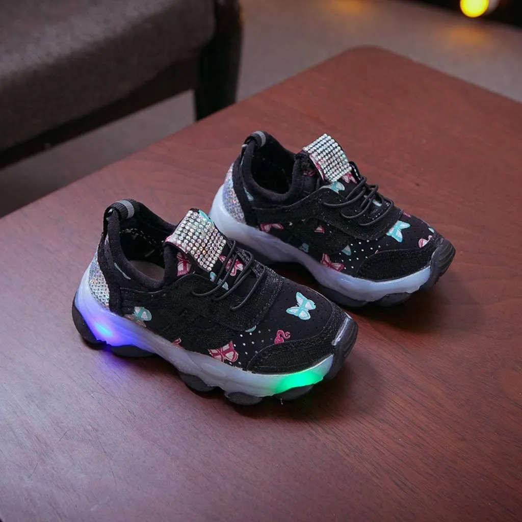 Soft Sole Light Up Sneaker for Boys Kids Childrens Lace-Up Non Slip Sport Shoes Outdoor Running Breathable Cozy Shoes