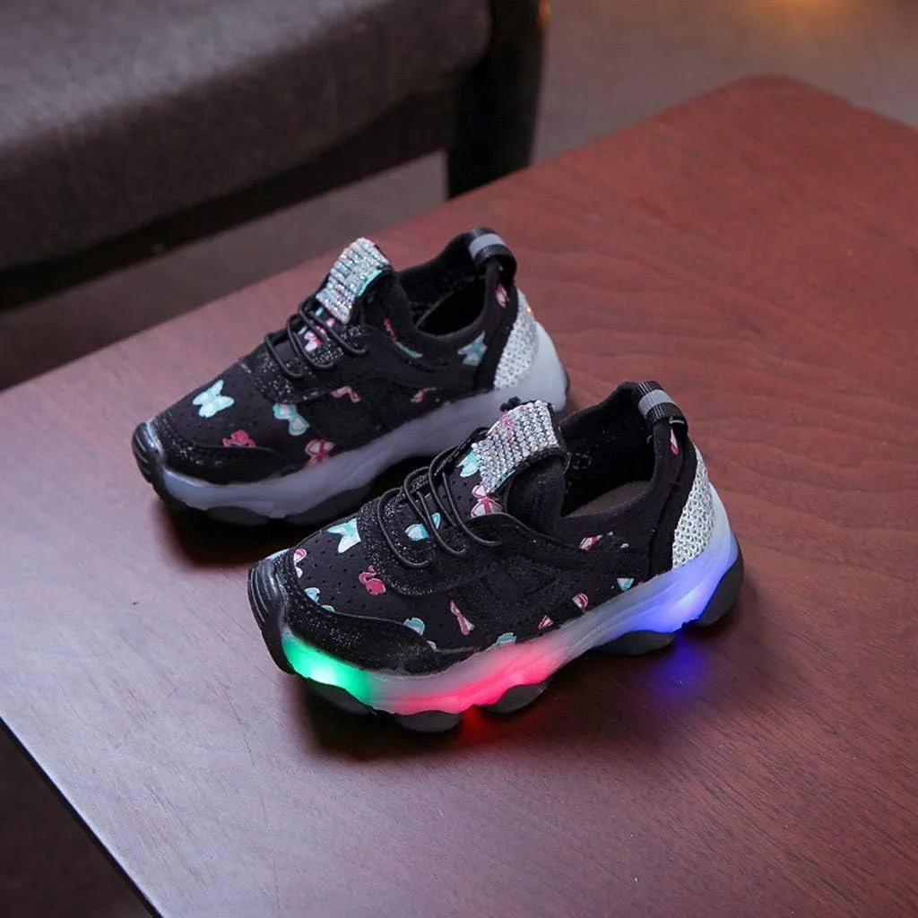 Soft Sole Light Up Sneaker for Boys Kids Childrens Lace-Up Non Slip Sport Shoes Outdoor Running Breathable Cozy Shoes