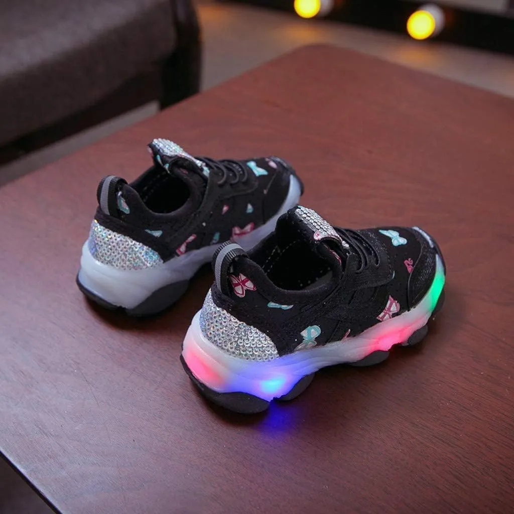 Soft Sole Light Up Sneaker for Boys Kids Childrens Lace-Up Non Slip Sport Shoes Outdoor Running Breathable Cozy Shoes