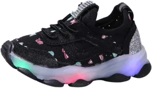 Soft Sole Light Up Sneaker for Boys Kids Childrens Lace-Up Non Slip Sport Shoes Outdoor Running Breathable Cozy Shoes
