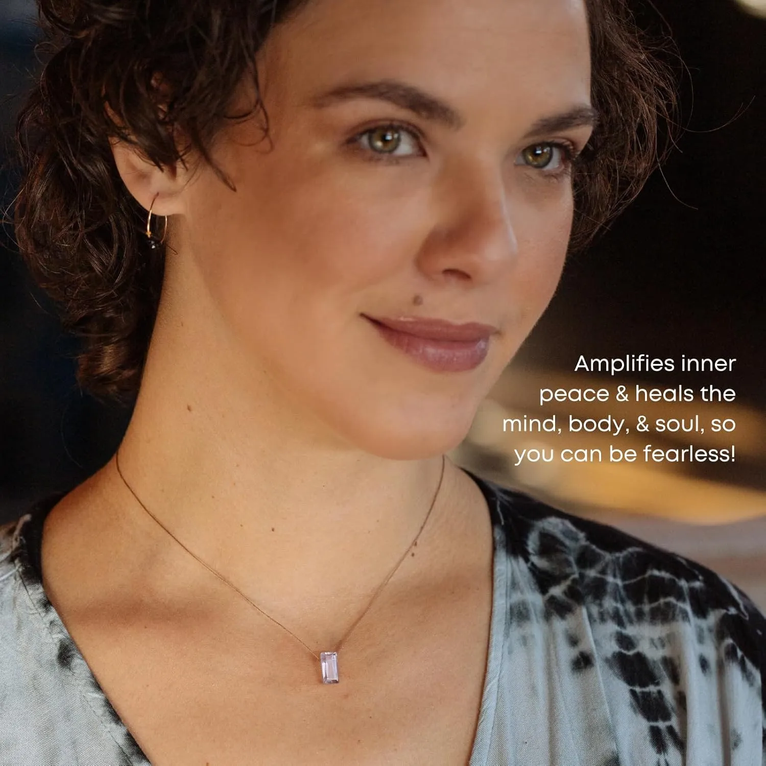 SoulKu Amethyst Refined Necklace for Fearless, Handmade Baguette Gemstone Necklace, Inspirational Gift For Women, Nylon Cord & Sterling Silver Clasp & Extender