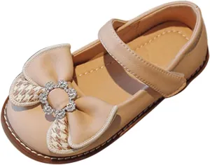 Toddler Flower Dress Shoes Girl hinestones Bow Mary Jane Ballet Flats for Wedding Party School Shoes for Baby Kids