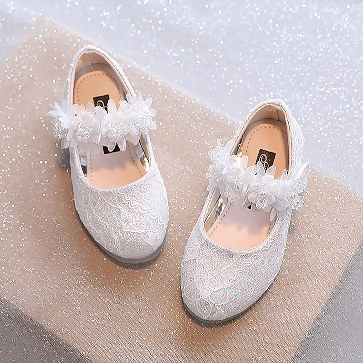 Toddler Girl Dress hinestones Flower Dancing Shoes Low Heel Leather Mary Jane Baby Kids Princess Sandals Flat