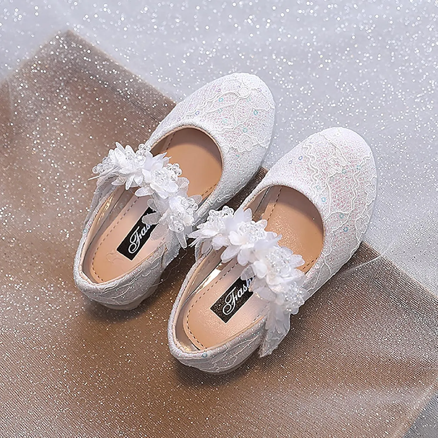 Toddler Girl Dress hinestones Flower Dancing Shoes Low Heel Leather Mary Jane Baby Kids Princess Sandals Flat